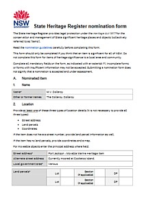 SMV Collaroy SHR Nomination Form thumbnail